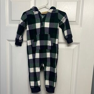 Carter's Green and Blue Plaid Hooded Bodysuit
